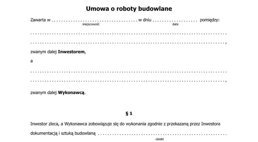 Elementy umowy budowlanej