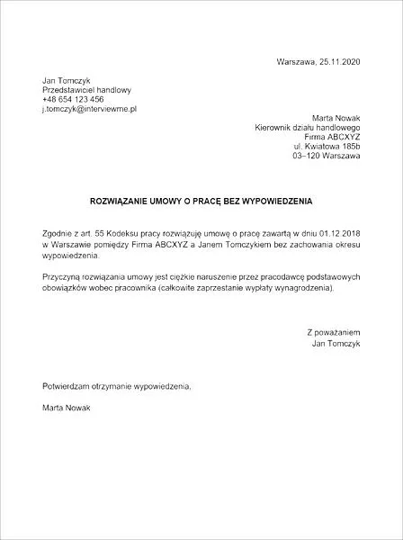Przyczyny zwolnienia z pracy